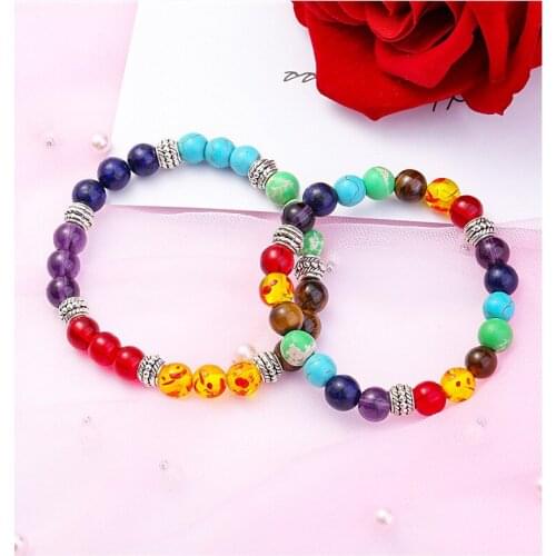2019 NEW 7 colour chakra yoga bracelet Chalcedony bracelet 120pcs/lot free shipping