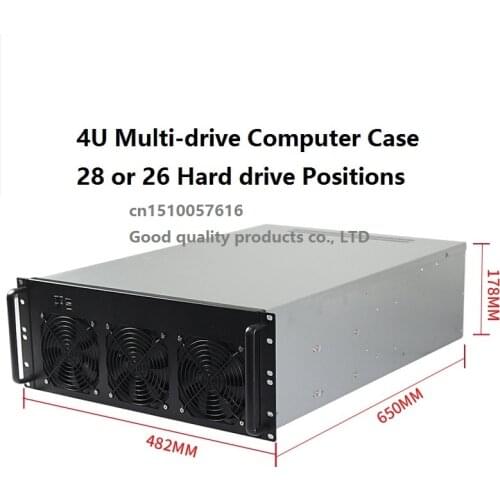 4U MultiDrive Computer Case 28/26 Hard Drive Positions Compatible With E-ATX Motherboard Industrial Server Chassis