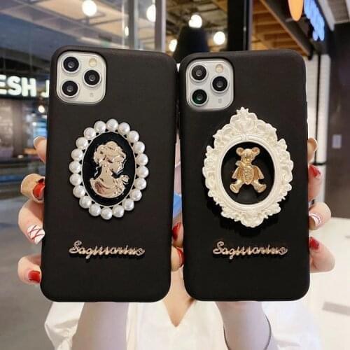 Vintage Goddess Frame Bear Plain Soft Phone Case for iPhone 12 Pro Max 11Pro X XS XR 7 8 Plus 6 6S 5 5S SE 2020 12 Mini Cover