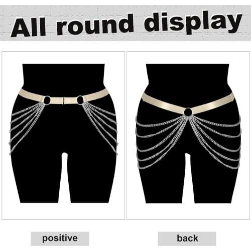 Erotic Metal Chain Accessories Lingerie Cosplay Sexy Plump Women Bondage Plus Size Pole Dance Costume Garters Suspender Belt