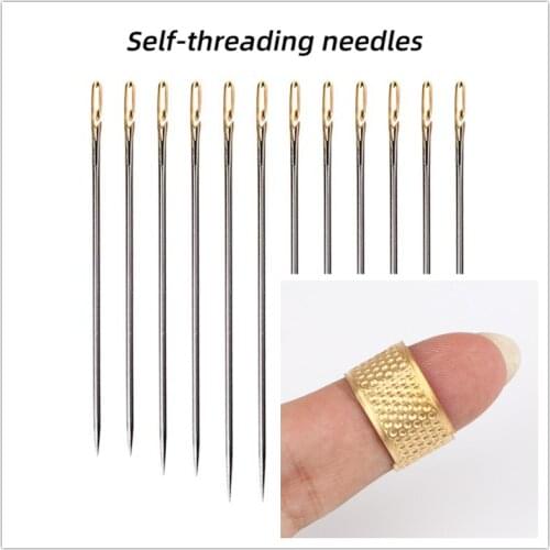 1mm Blind Multi-size Needles Easy To Go Through Gold Tail Carbon Steel Hand Sewing Mending Embroidery Tool DIY Needlework 12Pcs