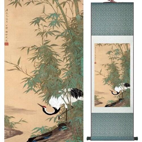 Longevity Crane painting Chinese Art Painting Home Office Decoration Chinese scroll painting birds painting LTW2017112202