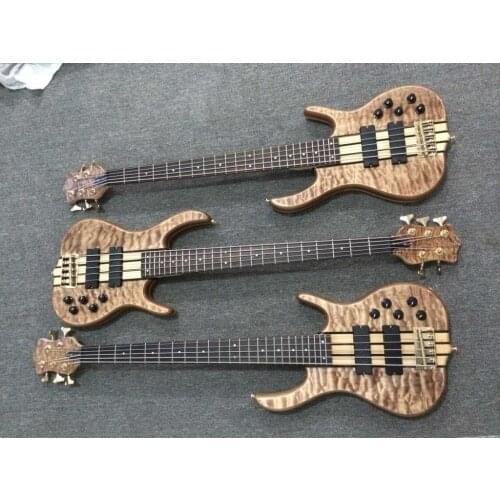 2018 new + factory + kevin shi 5 strings bass quilted maple top active pickups custom kevin shi electric bass Free shipping