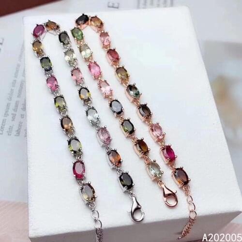 KJJEAXCMY Fine Jewelry 925 Sterling Silver inlaid gemstone tourmaline women hand bracelet classic support test selling
