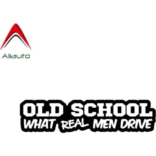 Aliauto Classic Funny Car Sticker Old School What Real Men Drive Vinyl Waterproof Sunscreen Anti-UV Black Silver,17cm*4cm