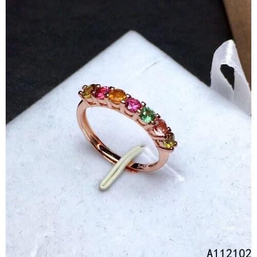 KJJEAXCMY fine jewelry 925 sterling silver inlaid natural Tourmaline new ring fashion girls ring support test