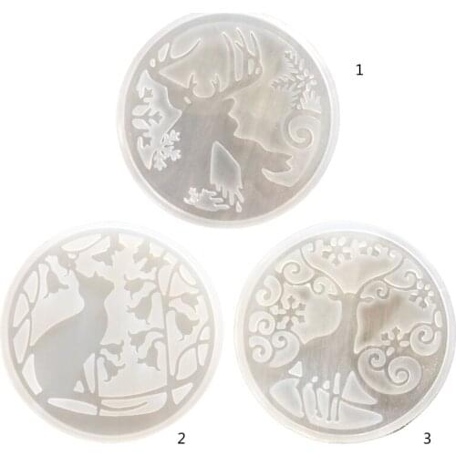 Cat Christmas Elk Pendant Crystal Epoxy Resin Mold DIY Crafts Decorations Jewelry Making Tool Ornament Silicone Mould