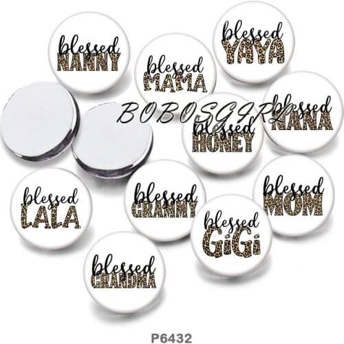 YAYA NANA MOM GIGI 12mm/18mm/20mm/25mm/30mm Round Glass Cabochon Flat Back Making Findings P6450