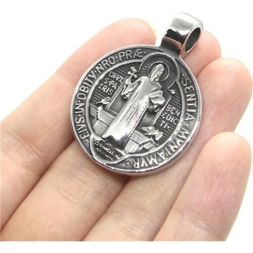 Cool Cross Priest Pendant 316 Stainless Steel Fashion Polishing Mens Round Pendant