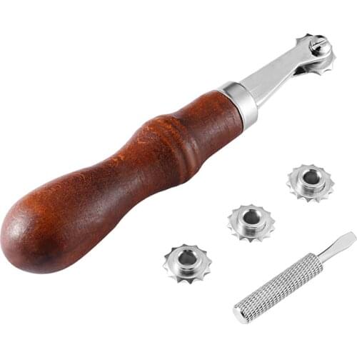 LMDZ Leathercraft Spacer Embossing System Set Over Stitch Line Marking Wheel Gear Roulette Punch Tool for Leather 4 Wheels