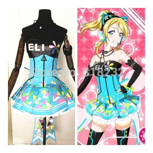 Love Live School Idol Project Cyber Video Games Ayase Eli Light Up Slip Dress Tee Dress Uniform Outfit Anime Cosplay Costumes