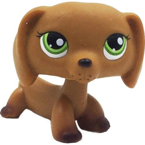 LPS CAT Rare pet shop toys animal #139 Brown Dachshund Dog Puppy with Green Eyes collection birthday gifts