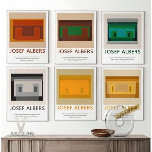 Josef Albers Exhibition Museum Poster Retro Wall Art Canvas Painting Vintage Prints Art Home Room Decor Gallery Wall Picture