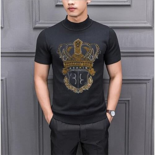 2021 New Designer Pullover Rhinestones Men Sweater Mens Thick Winter Knitted Sweaters Mens Wear Slim Fit Knitwear