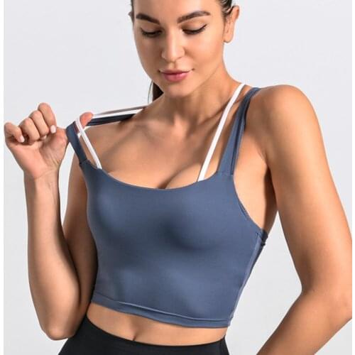 Yushuhua New Cross Back Shockproof Sports Bras Gym Fixed Chest Pad Fitness Bra Breathable Yoga Bra Top Womens Sports Underwear
