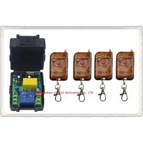 NEW AC220V 1CH 10A 1PCS Receiver + 4PCS Transmitter RF Wireless Remote Switch teleswitch Momenrary Toggle Latched Adjustable