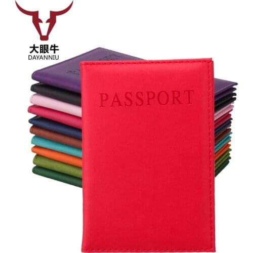 Artificial Leather Solid Candy Color Passport Holder Couple Models Womens Travel Passport Cover Man Card Holder (Custom logo)