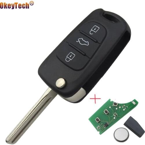 OkeyTech Remote Control Flip Folding Auto Car Key 3 Buttons For Hyundai 433MHZ ID46 Chip I30 IX35 For Kia K2 K5 Replacement Key