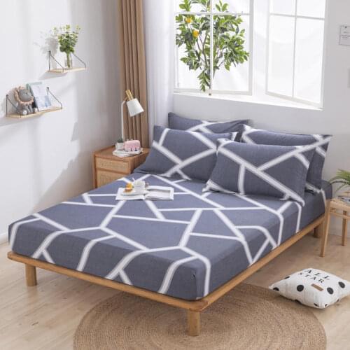 100%cotton Fitted Printing Bedsheet Non-slip fixed bed cover Single/Queen/King Size Suitable mattress(Depth) Included pillowcase