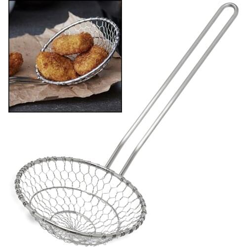 Hicook Stainless Steel Kitchen Spider Strainer Skimmer Ladle Food Dumpling Noodle Strainer for Pasta Spaghetti Noodles and Fryin