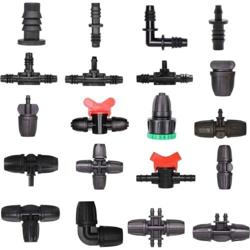 3/8" To 1/4" Hose Connectors 8/11 To 4/7mm Barbed Lock Tee Straight Elbow End Plugs Pipe Adapter Garden Irrigator 4-Way Fitting