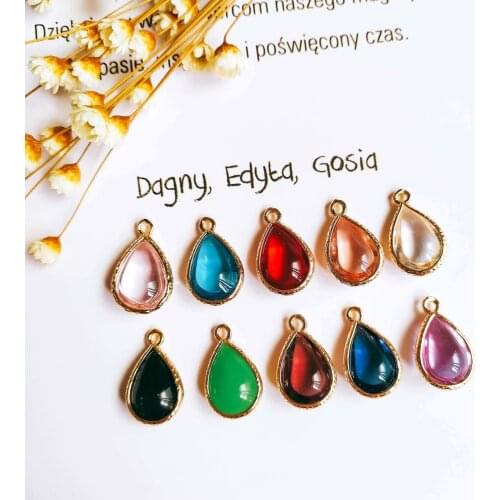 Rhinestone Glass Gold Plated Waterdrop Eardrop Earring Accessories Jewelry Component Diy Material Handmade 6pcs