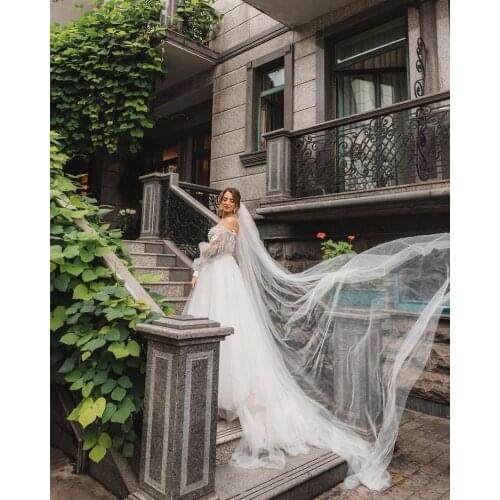 TOPQUEEN V30L Real Photos Long 5M Cathedral Bridal Veil Wedding Tulle Double Layer Simple Bridal Veil Extra Wide Royal Veil