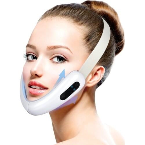Microcurent Face Lifting Device Chin V-Line Up Lift Belt Machine Red Blue LED Photon Therapy Face Slimming Vibration Massager