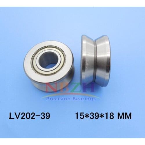 V Groove Guide roller bearings LV202-39 ZZ V-39 15*39*18 (Precision double row balls) ABEC-5
