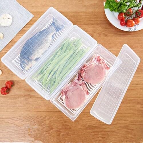Fresh Keeping Box Kitchen Rectangle Drain Pp Food Storage Refrigerator Transparent Anti Odor Plastic Can