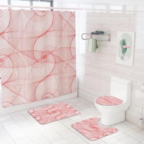Geometric Pattern Simple Style Shower Curtain Home Decor Bath Mat Set Microfiber Absorbent Bathroom Carpet Toilet Shower Mat
