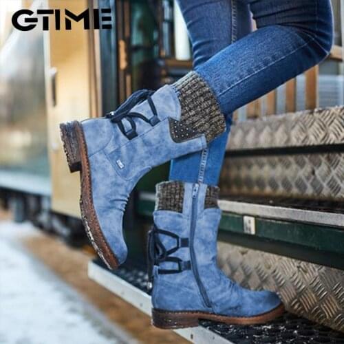 2020 Women Winter Mid-Calf Boot Flock Winter Shoes Ladies Fashion Snow Boots Shoes Thigh High Suede Warm #SJPAE-608