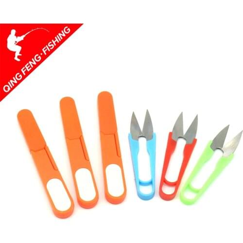1 Pcs Fishing Tool Stainless Steel Blade Plastic Cross Stitch Cable Scissor Fishing Line Scissor Cutter Cap Fishing Essential