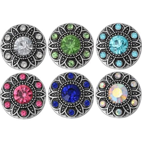 10pcs/lot New Snap Jewelry Vintage Flower 18mm Metal Snap Button for Women Fit Snap Bracelet DIY Button Jewelry