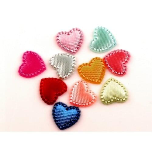 100Pcs Mixed Heart Pearl Decoration Crafts Flatback Cabochon Embellishments For Scrapbooking Beads Kawaii Diy Accessorie 14x13mm