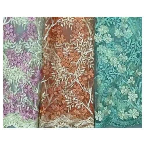 3D Lace French Tulle Lace Fabric With Beads Stones Embroidery Nigeria Lace FabricCX2021080109