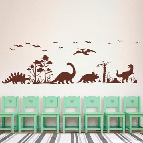 Large Dinosaur Tree Bird Wall Decal-Dino T-rex Decal-Jurassic Park Forest Dinosaur Nature Vinyl Wall Sticker-Living Room A13-076