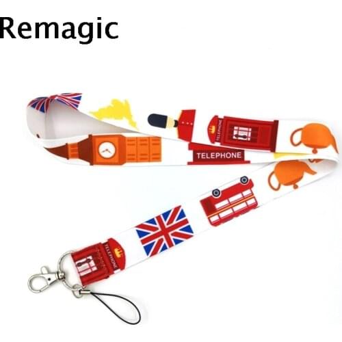 20pcs England British bus Neck Strap Lanyard keychain Mobile Phone ID Badge Holder Key Chain Keyrings cosplay Accessories Gifts