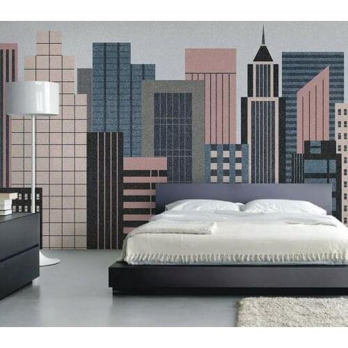 Decorative wallpaper Hand-painted city building background wall