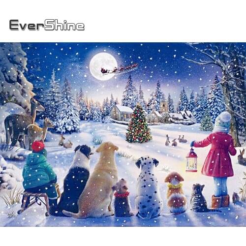 EverShine DIY Diamond Embroidery Christmas Handmade Gift Diamond Painting 5D Landscape Mosaic Art Set Moon Decor For Home