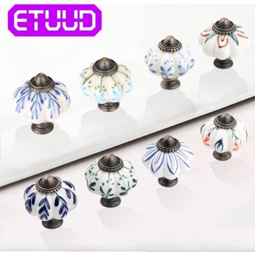 Ceramic Cabinet Knobs and Handles Cupboard Door Handles Drawer Pulls 33*38mm Pumpkin Furniture Handle for Home Decor