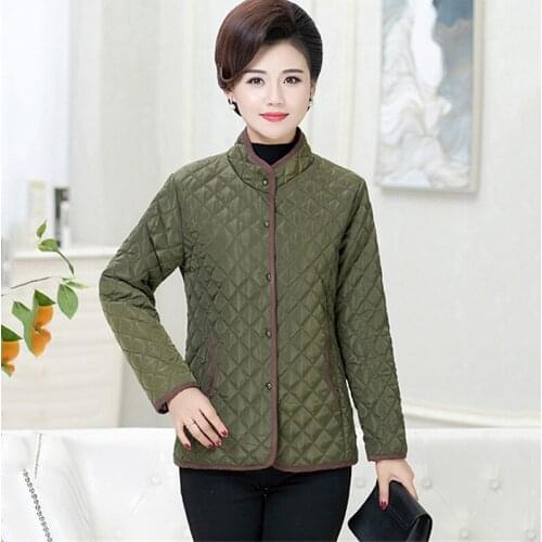 Middle-aged women Short Cotton Jacket Spring Autumn Jackets Coat Casual light Cotton Jackets Loose Plus size Parka Overcoats 5XL