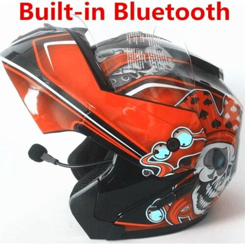 Bluetooth Motorcycle Helmet Flip up Motocross Helmet Capacete da Motocicleta Cascos Moto Casque Double lens Racing Riding Helmet