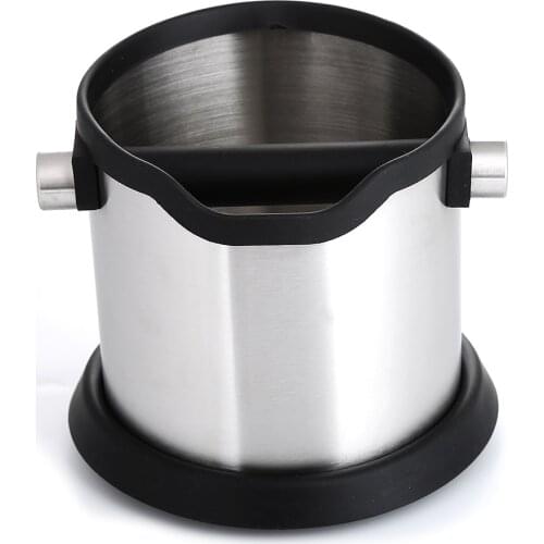 Realand 1800ml Stainless Steel Espresso Knock Box Anti slip Coffee Grind Dump Bin Waste Bin with Detachable Knock Bar Barista