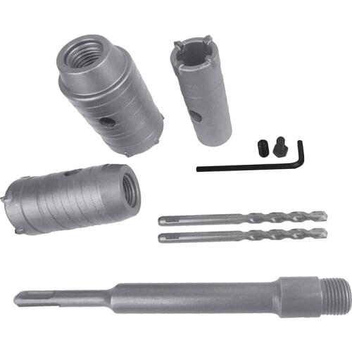 Hole Saw Kits SDS Plus Shank Hole Saw Cutter with Connecting Rod Drill for Cement Wall Masonry Foam Brick 30mm/40mm/50mm