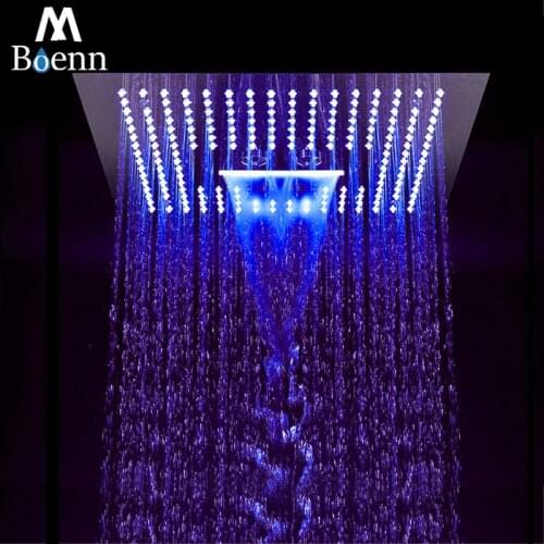M Boenn 64 Color 3 Function Big Led Shower Head Waterfall Ceiling Shower Bathroom SPA Rainfall Stainless Steel Chrome Showerhead