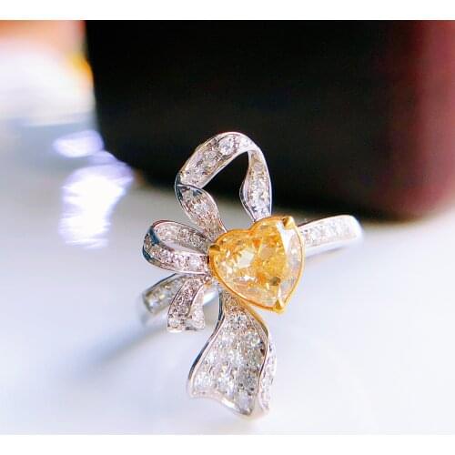 QTT Unusual 925 Sterling Silver Rings for Women Yellow Heart Design Female Finger Ring Wedding Bands Fashion Jewelry