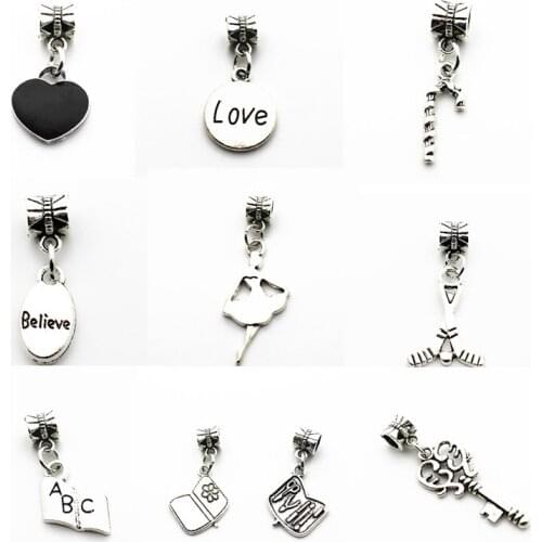 Newest 12pcs/lot Silver Alloy dog paw ballet dancer Dangle Charms Lobster Clasp Hanging Charm fit Bracelet&Pendant Necklace