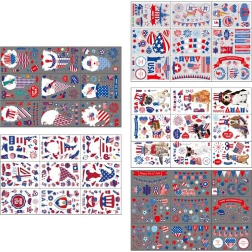 Window Cling Decals Patriotic Flag Heart Star Nail Stickers for Auto Home