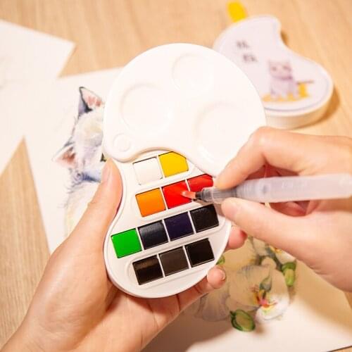 Portable Travel Solid Watercolor Paint Set Pearl Pigment for Drawing Art Supplies watercolor palette watercolor